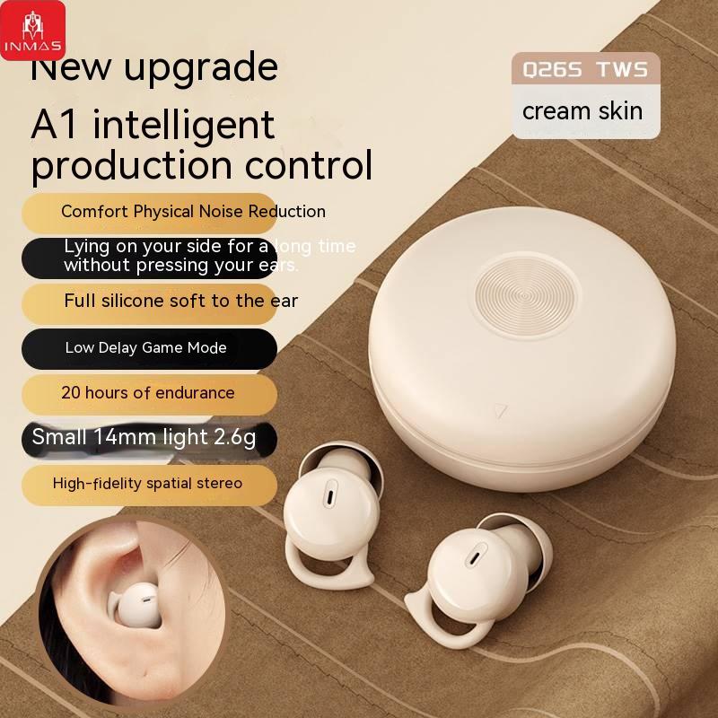 

Q26s Sleep Wireless Earbuds Bluetooth In Ear Waterproof Headphones TWS Mini Invisible Earphones HIFI Stereo Sports Headset бежевий