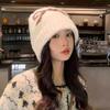 Bow Jacquard Knitted Hat Season Fashion Versatile Hat Women's Big Head Circumference Small Wool Hat