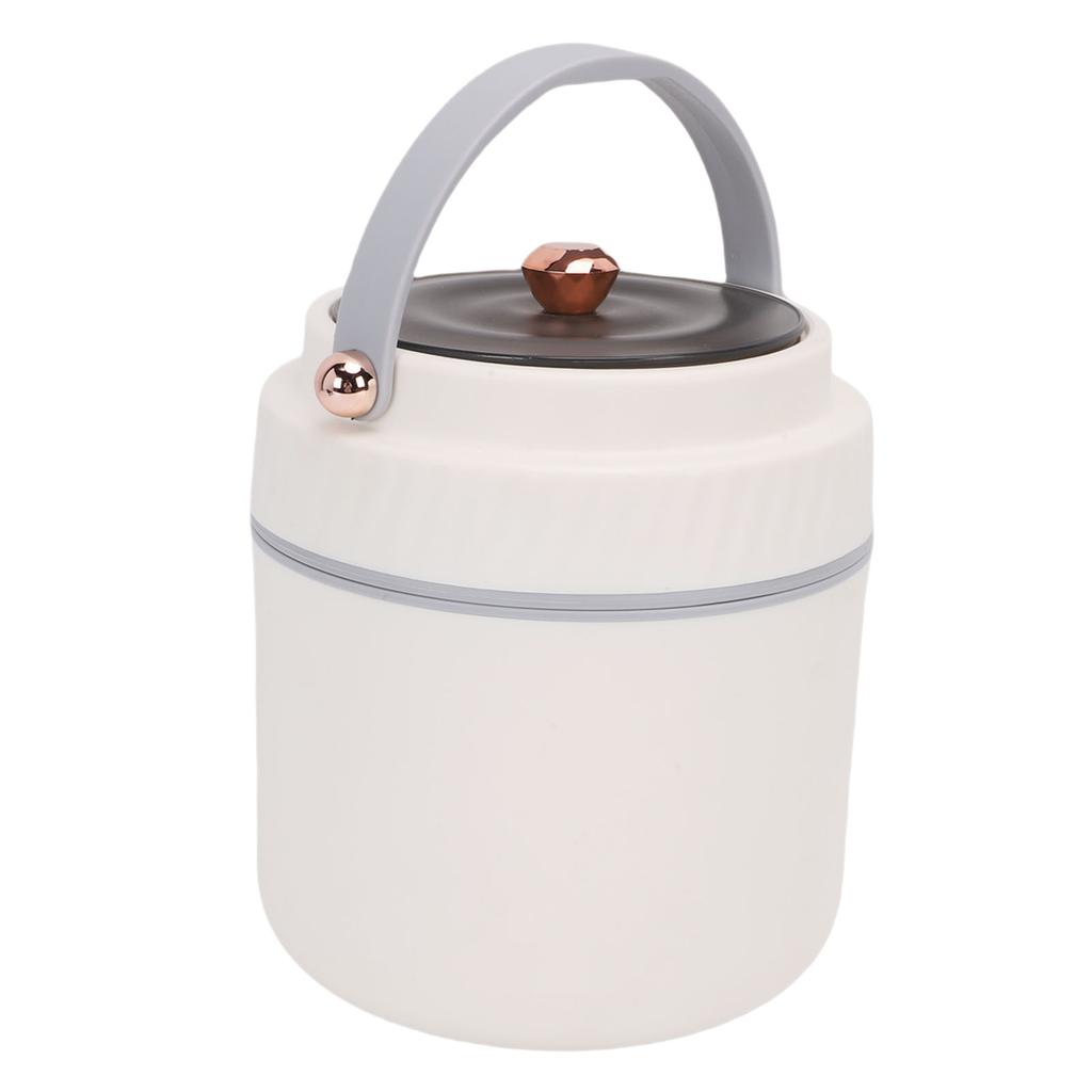 Insulated Lunch Container White Wide Mouth Portable Stainless Steel Vacuum Insulated Food Jar with Handle for Office