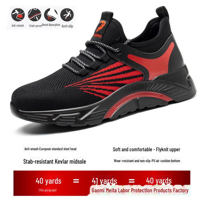 Breathable Lightweight Men's Steel Toe Work Shoes - Anti-Smash, Anti-Puncture, High-Top Safety Footwear