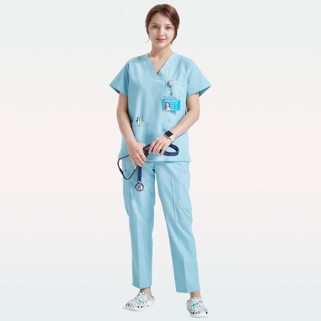 Women Medical Uniforms Doctor Nurse Scrubs Set Basic Clinical Aesthetic Hospital Workwear Dental Pet 8020