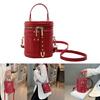 Shoulder Crossbody Bag PU Leather Cylinder Bag Bucket Handbag for Daily Activity
