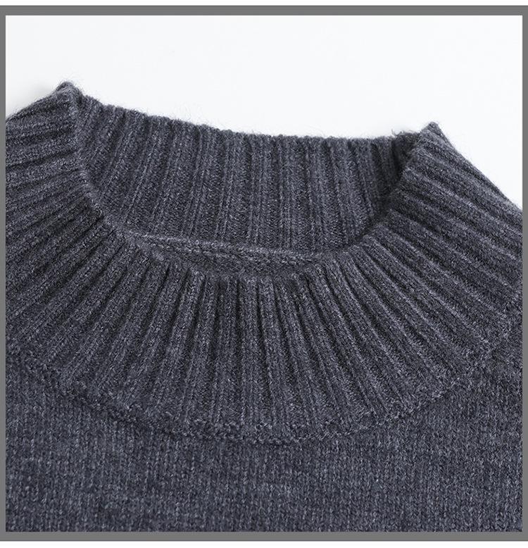 Plus Size Mid-Aged Women's Fashionable Tummy-Concealing Wool Sweater - Autumn/Winter 2025 Collection