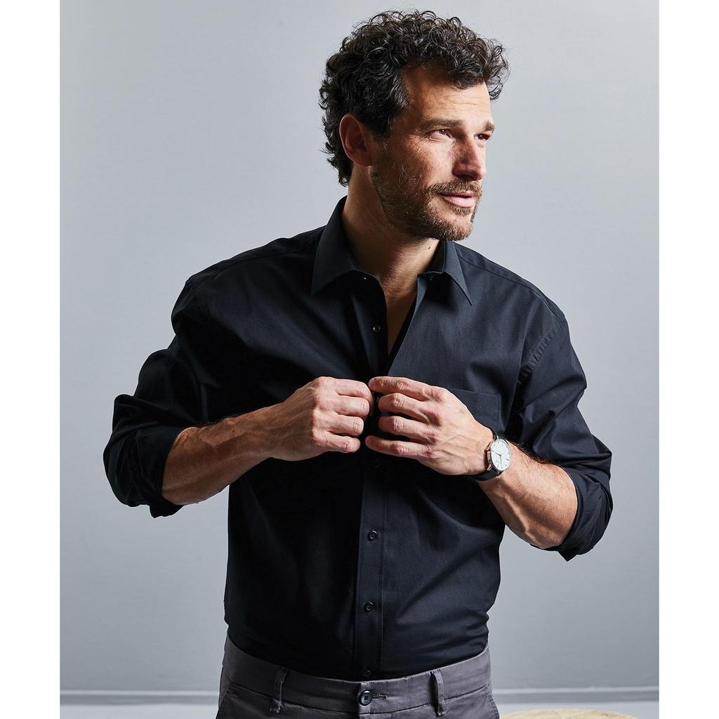 Russell Mens Long Sleeve Pure Cotton Work Shirt