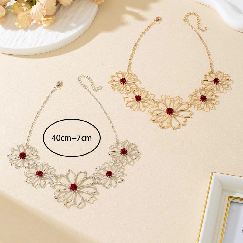 Strip Luxury Atmosphere Sticker Neck Collarbone Necklace Flower Splicing Temperament Atmosphere Banquet Ball Hot Sale