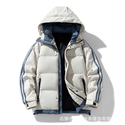 2025 Winter Thickened Hooded Feather Rong Padded Jacket Men's Two Bar Jacket Padded Jacket Men's Padded Jacket