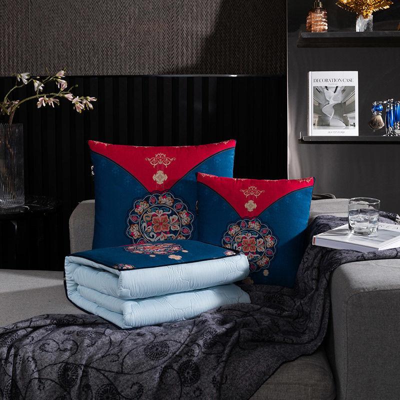 Chinese Style Pillow Quilt Dual-use Car Office Blanket High Quality Cotton Portable Foldable Quilt