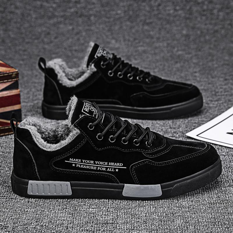 Mode Herren Winter Flache Schuhe mit Plüschisolierung Low Top Board Schuhe Modisch und Trendy Lässige Walking- und Wanderschuhe Sportschuhe