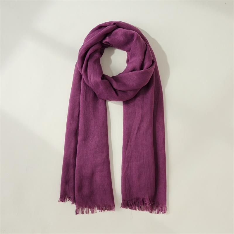 Sweet Solid Color Scarf Women's 2025 New Fashion Warm Medium and Long Decorative Wear Scarf Shawl
