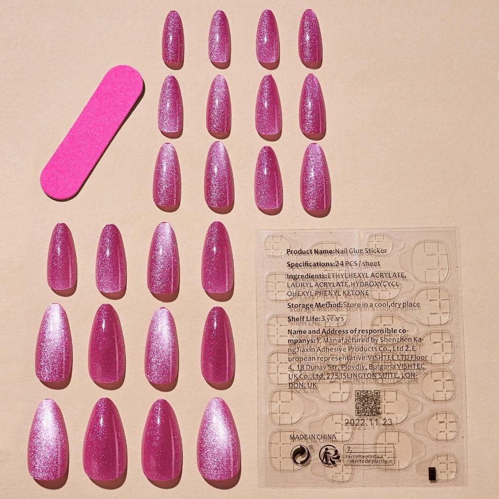 24pcs/Box Detachable Ballerina False Nails Wearable Fake Nails Cat Eye Nail Tips Manicure Tool Press On Nails