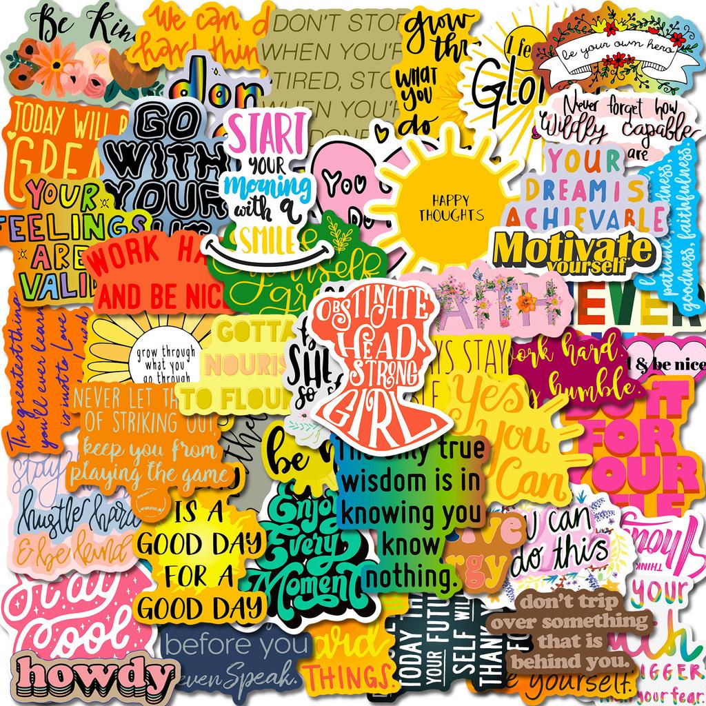 50 Inspirational Copybook Paper Diy Suitcase Sticker English Cartoon, Creative Graffiti Sticker