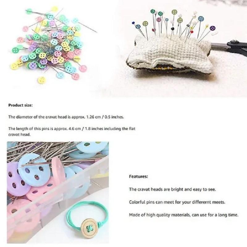 100Pcs Dressmaking Pins Embroidery Patchwork Pins Accessories Tools Sewing Needle DIY Sewing Accessories Stainless Steel