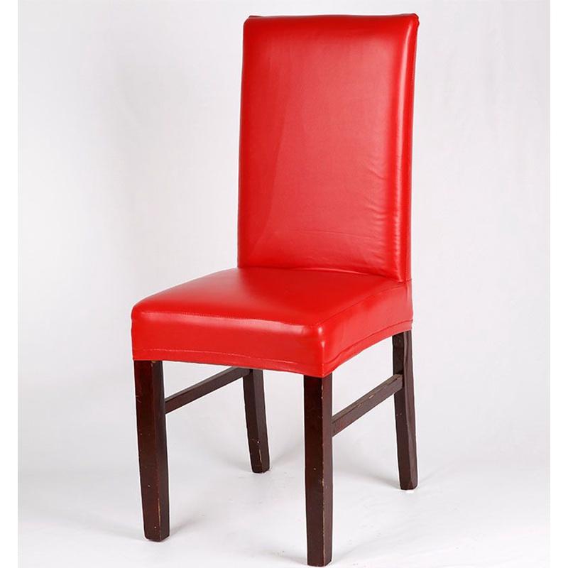 

Leather 1pc Dining Chair Seat Covers Stretch Slipcover Wedding Banquet Red