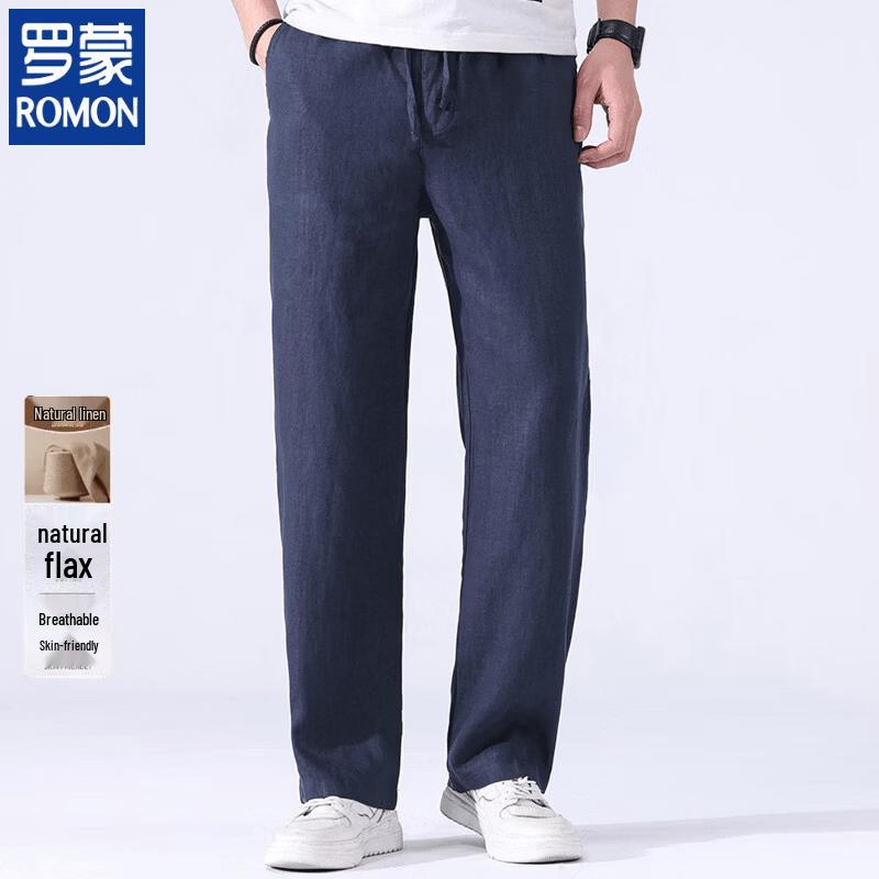 ROMON Men's Summer Thin Linen Casual Pants