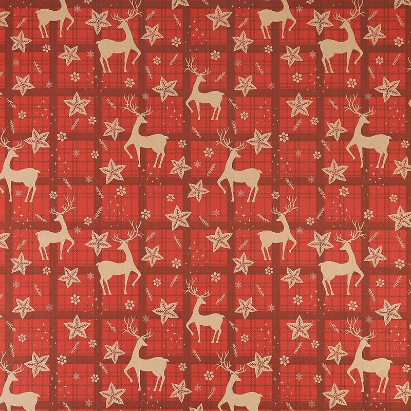 

Рождественская подарочная упаковка: Плотная крафт-бумага с рисунком дерева и лося type I, size 50*74