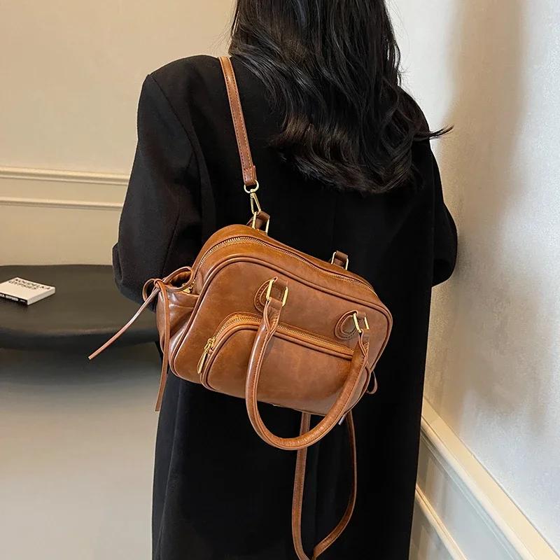 Small Cute PU Leather Crossbody Bags with Short Handle for Women 2024 Winter Luxury Fashion Shoulder Bag Handbags