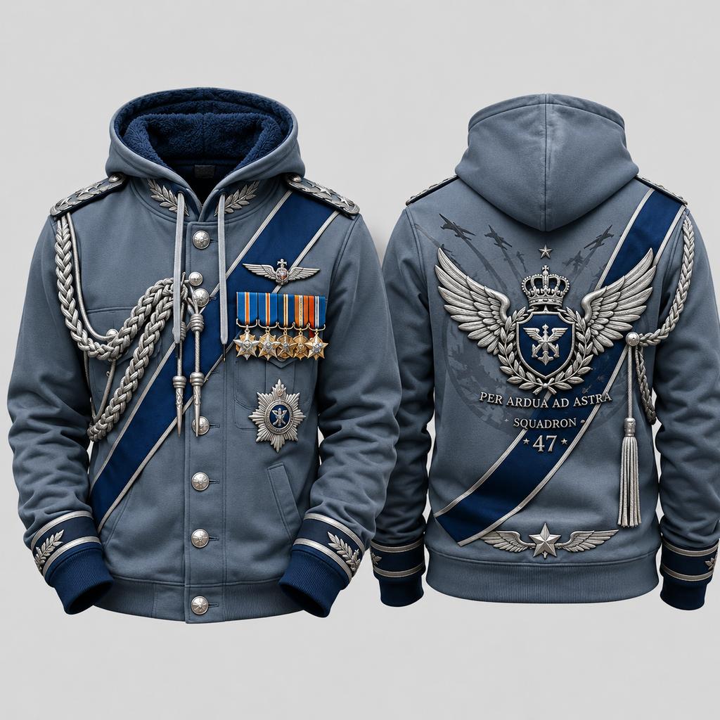 Mens Ceremonial Military Uniform 3D Print Zip Hoodie Polyester Long Sleeve Jacket Cosplay Streetwear Costume Clothing