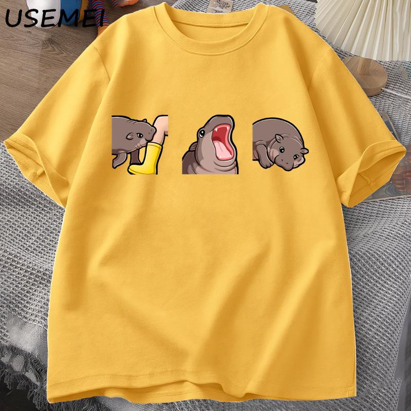Moo Deng T Shirt Funny Baby Hippo Moo Deng Gang T-shirt Cute Baby Pygmy Hippo Moo Deng T-Shirts Hippo Lover Graphic Tees Clothes S