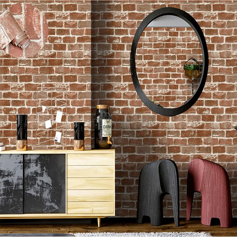 Retro antique brick pattern brown red brick/gray brick PVC self-adhesive wallpaper, used for home decoration vinyl film stickers