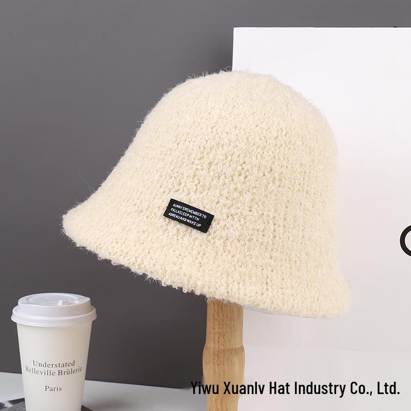 

Женская шапка-бини из овечьей шерсти в корейском стиле – Теплая, универсальная, плюшевая, однотонная панама на осень и зиму. M (56-58cm) бежевый