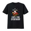 Cats For Everybody Christmas Cat Funny Xmas Women Santa T Shirt Vintage Washed Casual Slightly Homme Stretched Breathable