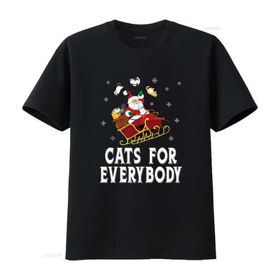 Katzen Für Jeden Weihnachten Katze Lustig Weihnachten Damen Weihnachtsmann T-Shirt vintage Gewaschen Lässig Leicht mann Dehnbar Atmungsaktiv