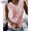 HNXC Women's Fashion Casual Solid Color Print Sleeveless O Neck Blouses & Shirts