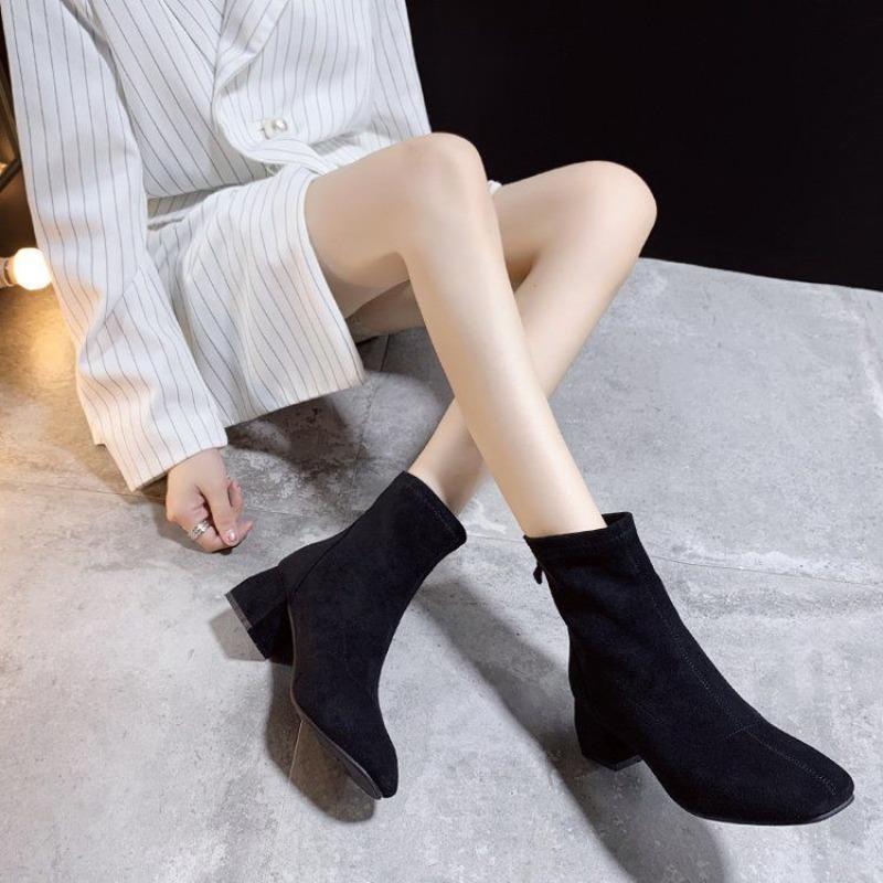 Fashion Autumn Winter Female Short Shoes Elegant With Medium Heels Booties Round Toe On Promotion Offer High Quality Women's Ankle Boots
