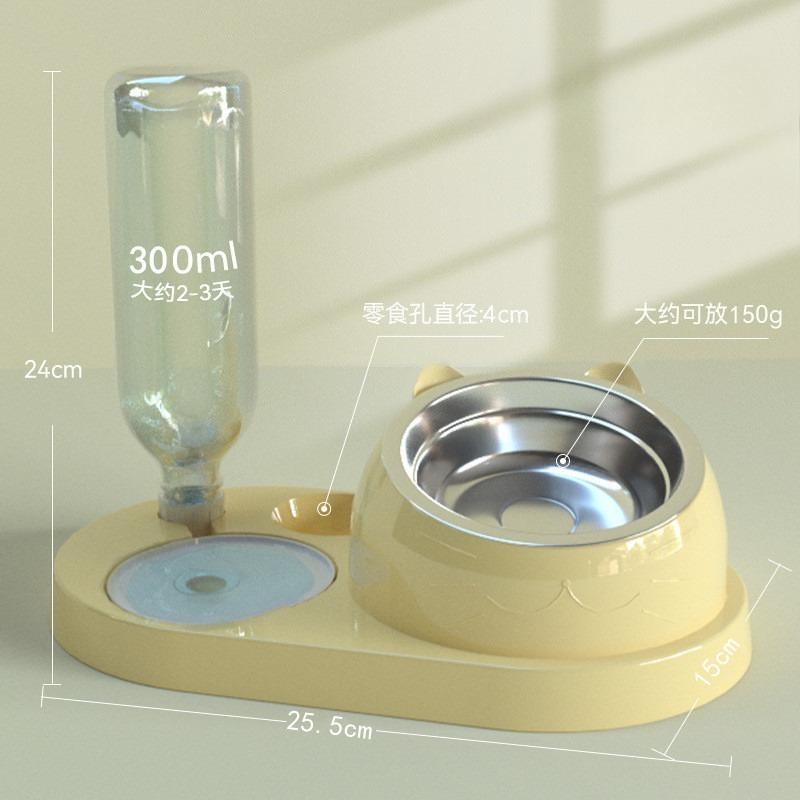 2 In 1 Cat Bowl Water Dispenser Automatic Water Storage Pet Food Bowl Food Container with Waterer Feeder Dog Cat Food Bowl