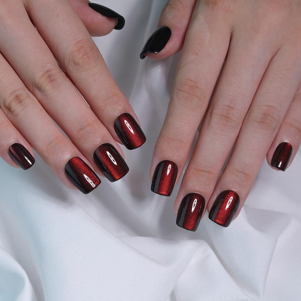 31 Colors Advanced Flash Cat Eye Short Square Press-On Nails - 30PCS Box