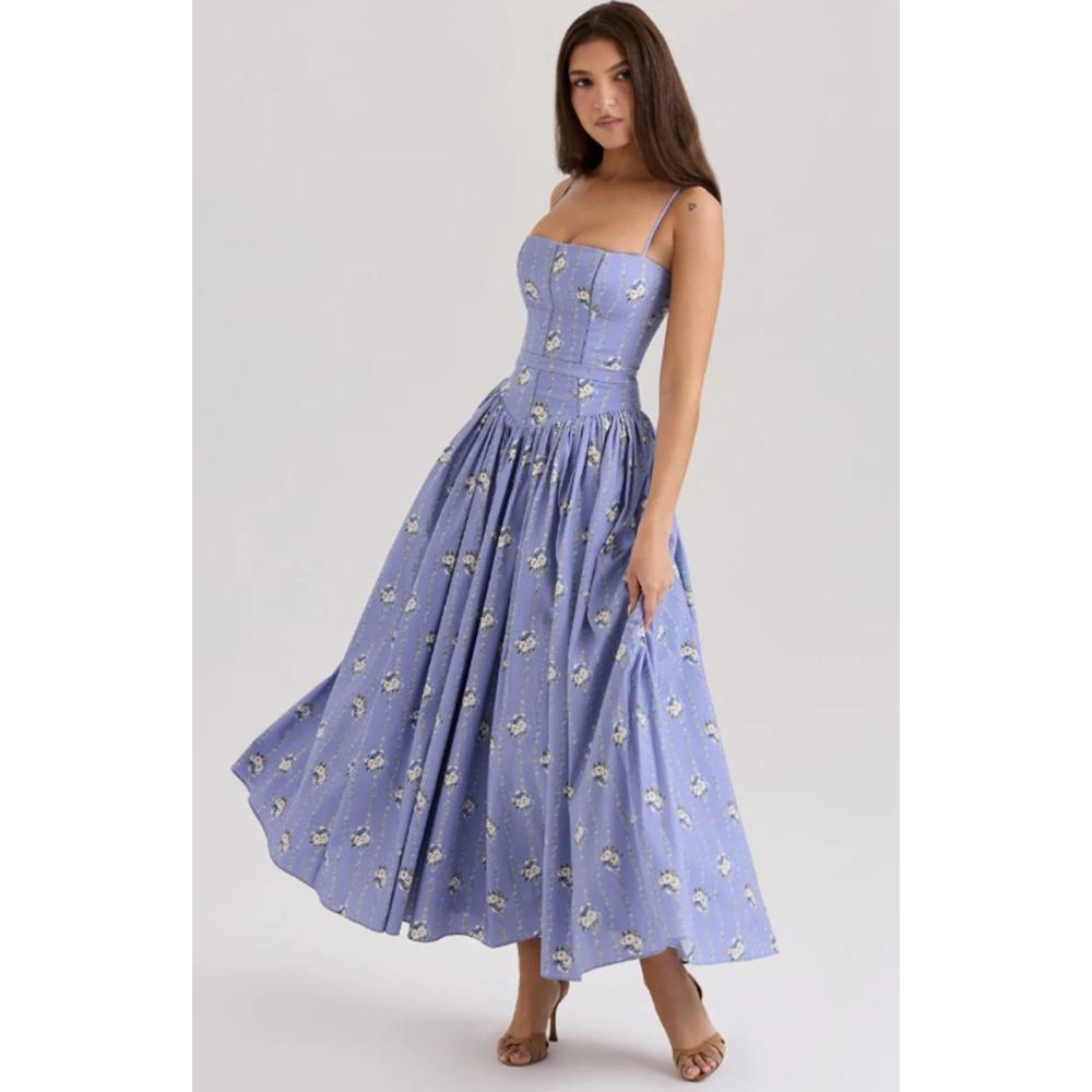 Temperament Elegant Gentle Wind Thin Floral Suspender Dress Fairy