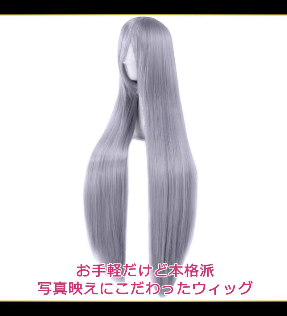 CaseEden Cosplay Wig, Premium, Smooth, Long, Straight, 100cm, Dark Silver, WIG6131