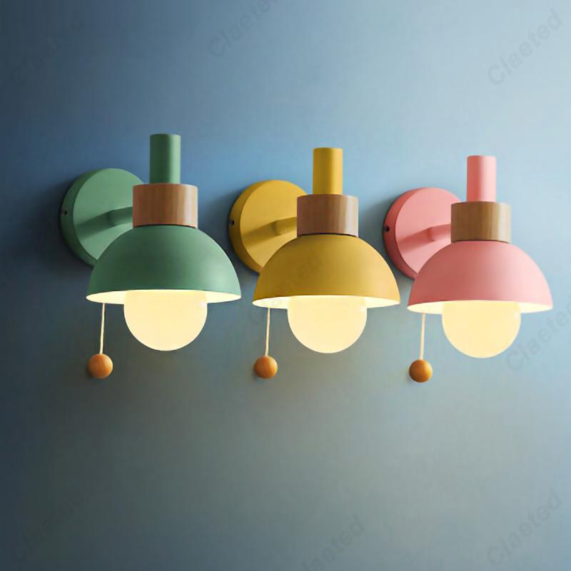 Minimally Designed LED Zipper Switch E27 Wall Lamp Bedroom Bedside Lamp Living Room Hallway Dining Room Decoration Lighting