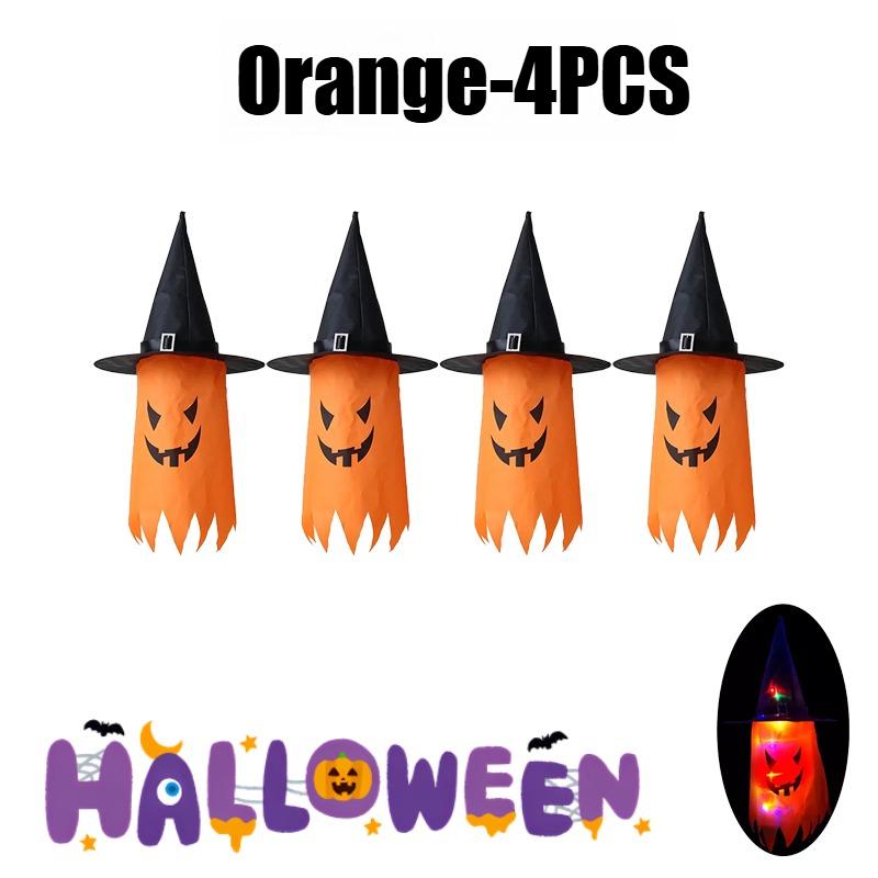 Glowing Outdoor Witch Hat LED Luminous Tree Hanging Ornament Kids Party Decor Halloween Wizard Hat Magic Prop Solution