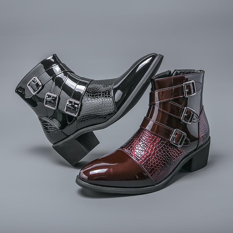 Men's Cross Martin High-Top Leather Boots, Autumn/Winter, Pointed Toe, Casual, British Style, Large Size, Motorcycle.