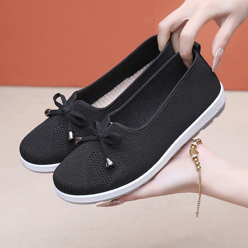 Spring and summer new fly-woven shoes medium shoes plus negative soft-soled cloth shoes