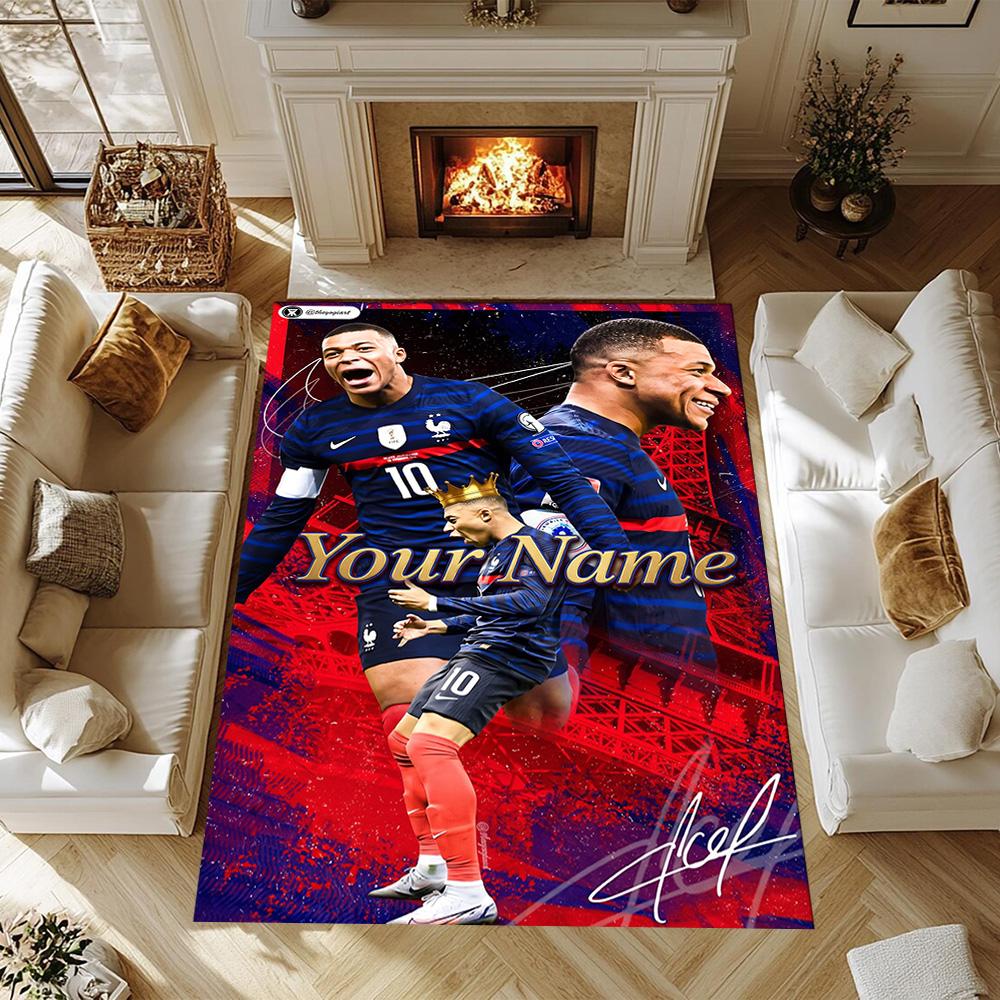 Mbappe 180 Personalized Name Floor Mat Design for Balcony Dining Room Bedrooms Entryway Anti-slip Rug Decorate Offices Birthday/Christmas Gift
