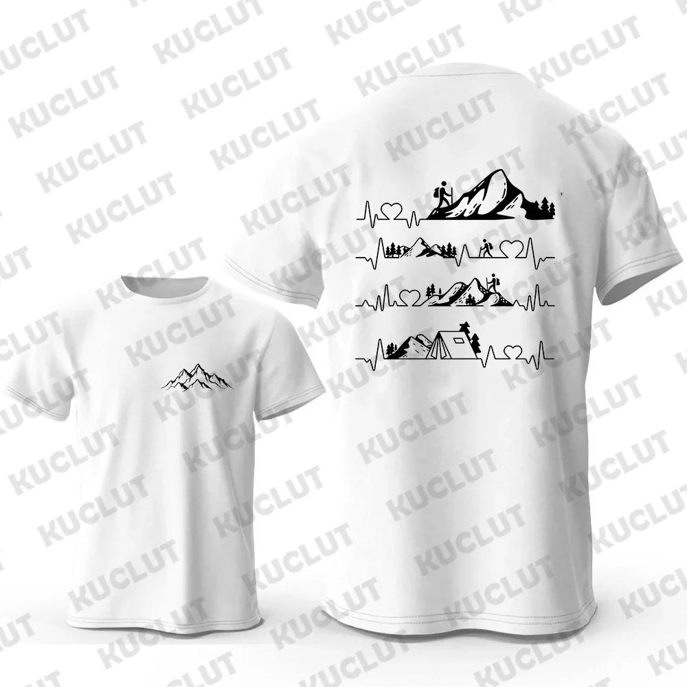 Men's T-shirts Oversized Y2k Clothes Tops Casual Streetwear Camping Outdoor Two Sided Print Camper Hiking Graphic Mountain Tees