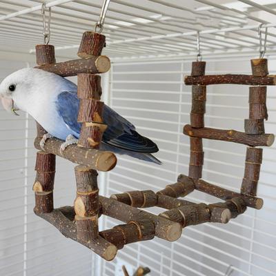 Good Natural Long Lasting Bird Stand Platform Pet Wooden Ladder Parrot Training Toy Birds Accessories