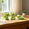 Set of 3 Frogs Desk Decors Mini Resin Figurines with Playful Poses for Monitor Top Shelves Entryway Tables Styling or Car Dashboard Display