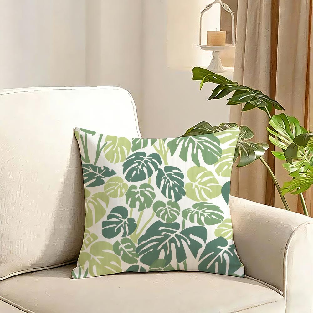 Modern Style Leaf Cushion Cover Reversible Plush Pillow Cover Soft Fluffy Home Decor for Sofa Bedroom