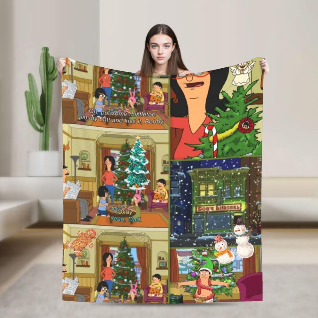 B-Bob Burgers Thanksgiving  Blanket Multiple Sizes Super Soft and Warm  Throw Blankets for Sofa Couch and Bed