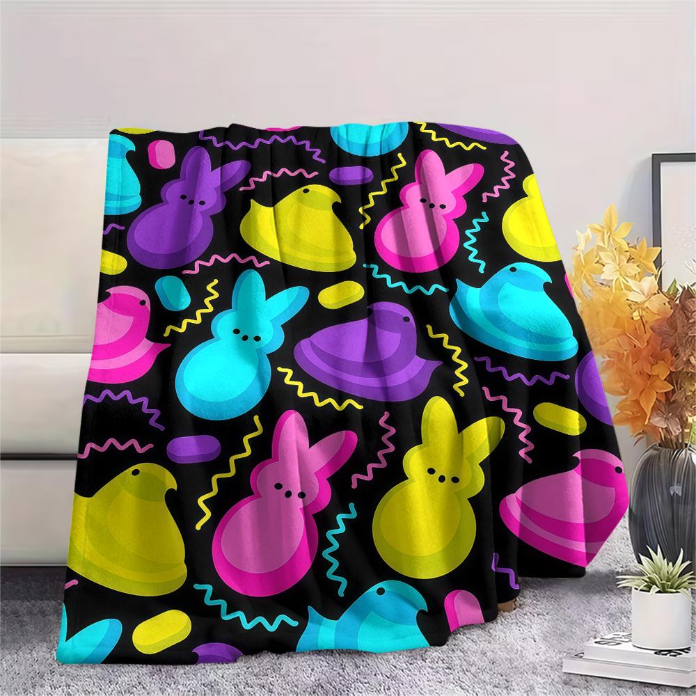 Easter Egg Print Flannel Blanket,High Quality Comfortable for All Seasons,Home Decor,Warmth and Comfort,Perfect for Christmas Gifts