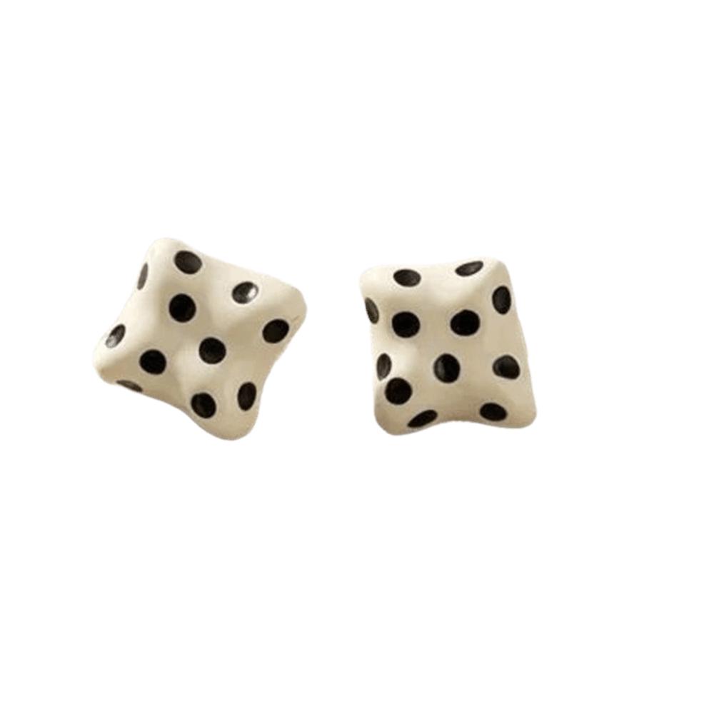 Flower Round Stud Earrings Temperament Jewelry Gift Elegant Polka Dot Earrings  Party