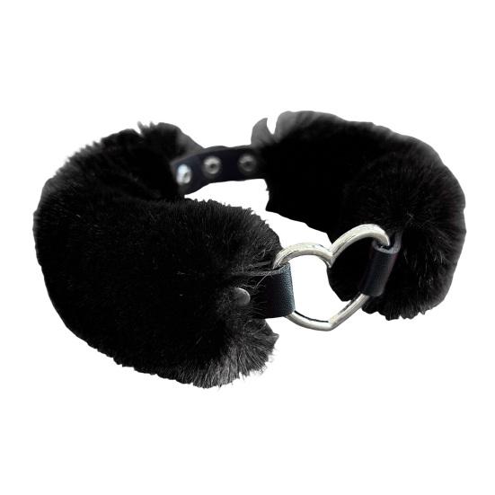 Fluffy Choker Collar Detachable Fuzzy Necklace Alloy Heart Faux Fur Choker Necklace for Women Men Daily Wear Date Parties