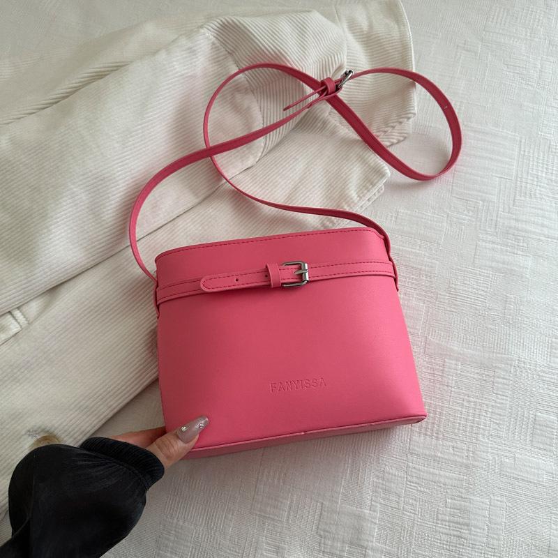 Fashion and Popular Dopamine Color Simple Lychee Pattern Bucket Bag Versatile Sense Casual Niche Design Messenger Bag