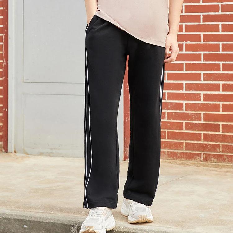Li-Ning Side Stripe Casual Solid Knit Sports Long Pants Men Bottoms Black AKLS997-1