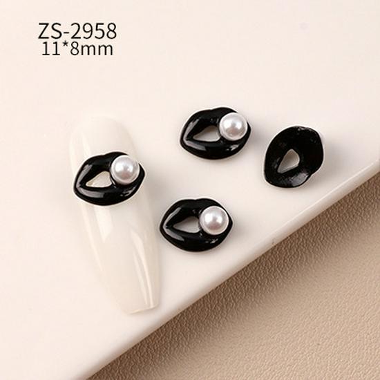 Romantic Red Lips Rhinestone Lipstick 3D Nail Art Decorations