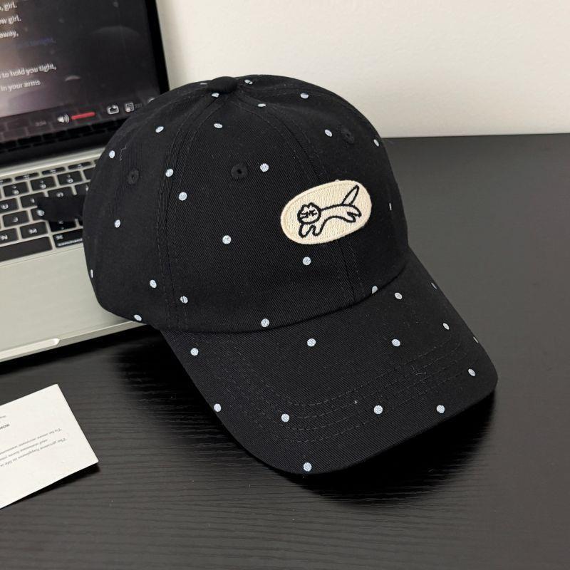 Korean Ins Cute Polka Dot Kitten Baseball Cap Children Spring And Summer Versatile Wide Brim Sunshade Sports Hat