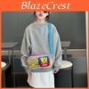 Cute Burger And French Fries Cartoon Pattern Decorative Children Shoulder Bag For Daily Use
